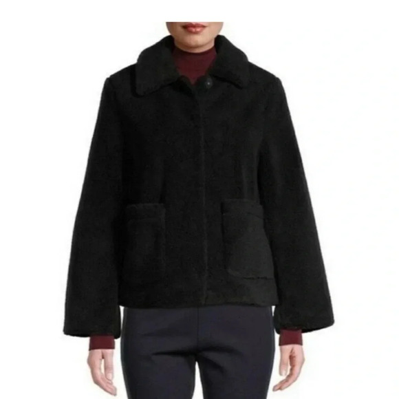 Rebecca Minkoff Harley Teddy Coat Sherpa Jacket Black - Picture 1 of 9